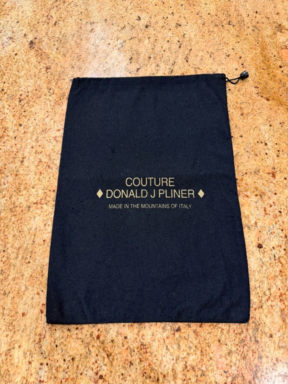 NWOT🤩Donald J. Pliner Black Drawstring Bag with Gold Logo